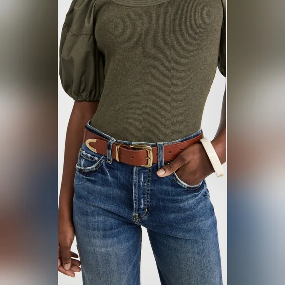 Madewell Brown Leather Belt with Gold Buckle XL - Picture 11 of 12